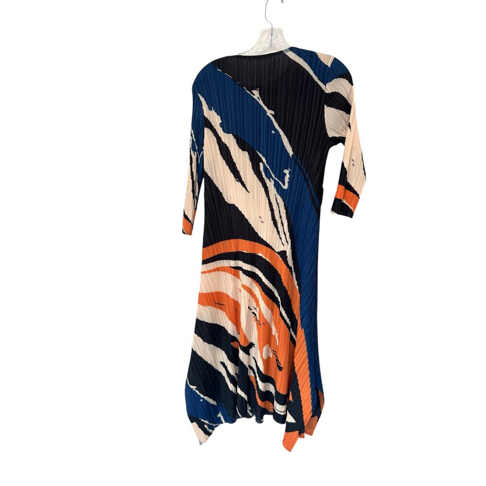 New with Tags Kelly Obi New York Orange Blue‎ Accordion Stretch Party Midi Dress - Picture 7 of 9